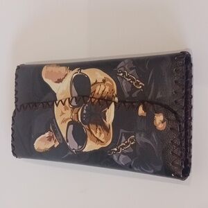 FRENCHIE BULLDOG Printed WALLET Hand Stitched Vegan Leather Multi compartment